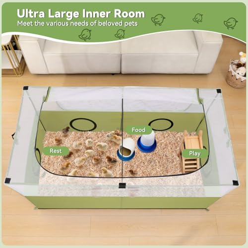 Pawaboo Small Animal Playpen, Foldable Pet Cage Tent, Green | For Puppy Kitten Guinea Pig Rabbit Chicken Hamster, Indoor Outdoor Use, Breathable Mesh Wall and Bottom - color: Avocado Green