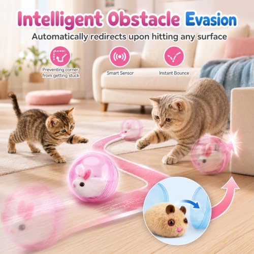 360° Self-Rolling Interactive Cat Toy Ball (Brown, Mouse) | Automatic Rolling Pet Toy, Pet Fun Indoor Motion Activated Exercise Toys for Cats Dogs - color: Blue