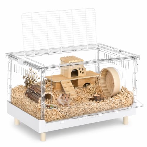 Hamster Cage Foldable, 28Inch Large Acrylic Rat Cage and Habitats | Stackable with Top Access Easy Assemble for Syrian Dwarf Hamsters Gerbil Mouse Hedgehog Guinea Pig Small Animals
