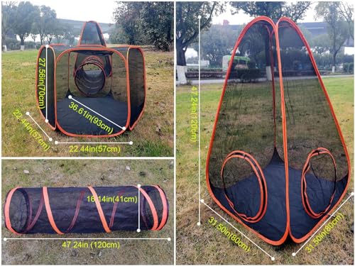 Portable Cat Small Animals Playpen DIY Outdoor Enclosures Freely Combinable 2in1 4in1 6in1 Pop Up Pet Play Tent Tunnel Cube House for Cat Puppy Rabbit (4in1 Tower Tent Tunnel) - color: 4in1 Tower tent tunnel