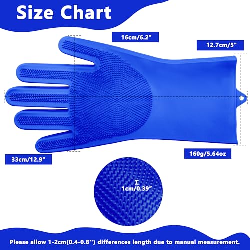 Pet Grooming Gloves—Dog Washing Gloves with High-Density Teeth | Dog Bath Scrubber with Enhanced Five Finger Design, Silicone Gloves for Dogs and Cats Bathing, Massage (Dark Blue) - color: Dark Blue