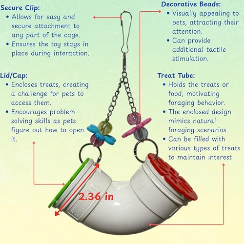 Mouse Rat Enrichment Toys Foraging, Treat Dispenser Rats Foraging Toy, Interactive Hide Treats Enrichment Hamster Toy for Rats Guinea Pig Small Pet, Hanging Slow Feeder (S, Plastic) - size: S