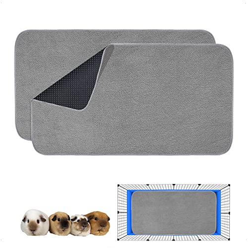 Guinea Pig Bedding, Cage Liners, Washable, Reusable & Leakproof | Premium Fleece Material, Instant Absorbent, Anti-Slip Bottom, Ideal Pee Pads for Small Animals. C&C 2x4 Area, 2 Pack, Gray - size: C&C 2x4 31“x57”(2 Pack)