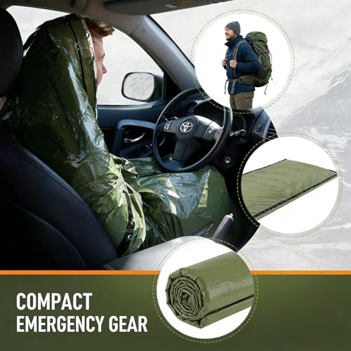 Sleeping Bag, Terrashell Blanket, Emergency Sleeping Bag, Compact Lightweight, Waterproof, Heat Blanket Survival for Survival Kit Car Camping Gear Hiking Go (25 μm)