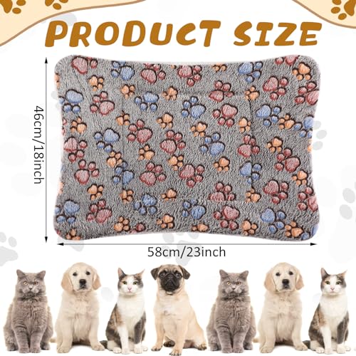 4 Pack Ultra Soft Dog Cat Bed Mat Small Animal Guinea Pig Bed with Cute Print Reversible Fleece Dog Crate Kennel Pad Cozy Washable Thickened Hamster Pet Beds Mat(23 x 18 Inches,Gray) - color: Gray, size: 23 x 18 Inches
