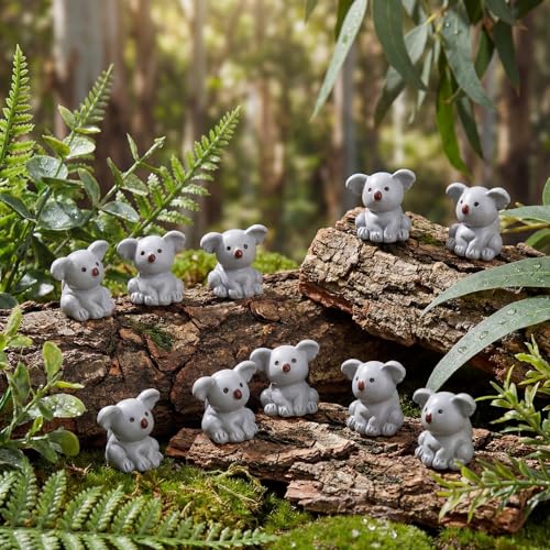 Geelin 50 Pcs Mini Koala Figurines Bulk Koala Bear Birthday Party Decor | Resin Animal Figures, for Hiding Games, Koala Bear Birthday Gifts, Miniature Collection Figure, Fairy Garden Dollhouse - style: Koala