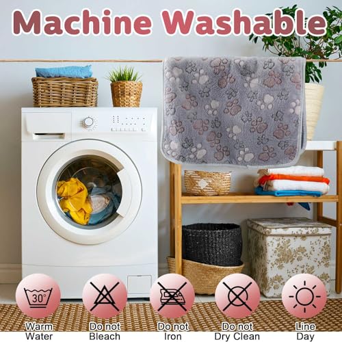 Panelee 4 Pcs 24 x 16 Inch Waterproof Dog Puppy Pads Soft Cat Blankets Dog Sleep Mat Absorbent Pet Blanket Paw Pattern Whelping Warm Pads Fleece Puppy Potty Training Pad Reusable(Gray) - color: Gray