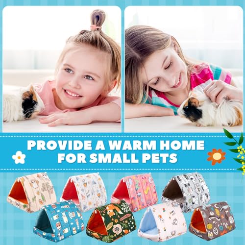 Cinnvoice 8 Pcs Guinea Pig Hideout, Guinea Pig Bed Washable Small Animal Cage Accessories for Bunny Hedgehog Mouse Chinchillas Hamsters Ferrets Rats (7.9 in) - size: 7.9 in
