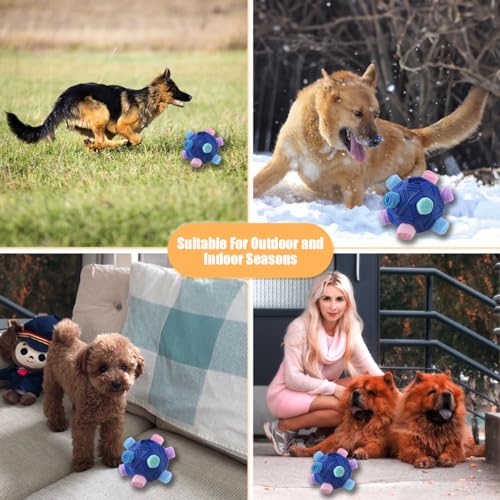 Dog Snuffle Ball-Interactive Puzzle Dog Toys Encourage Natural Foraging Skills Slow Feeder for Training and Stress Relief, Cloth Strip Hiding Food Dog Toys - color: Pink Blue
