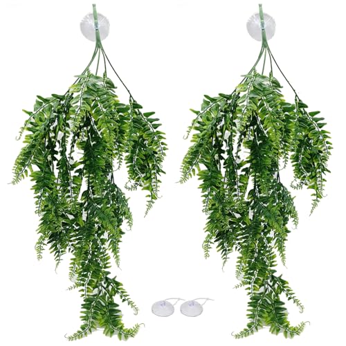 2pcs Reptile Plants for Bearded Draded Tank Accessories, Terrarium Plants Artificial Decor for Snake Cage, Fake Plant for Leopard Gecko Habitat, Lizard Chameleon Ball Pythons (Group B2) - color: Group B2