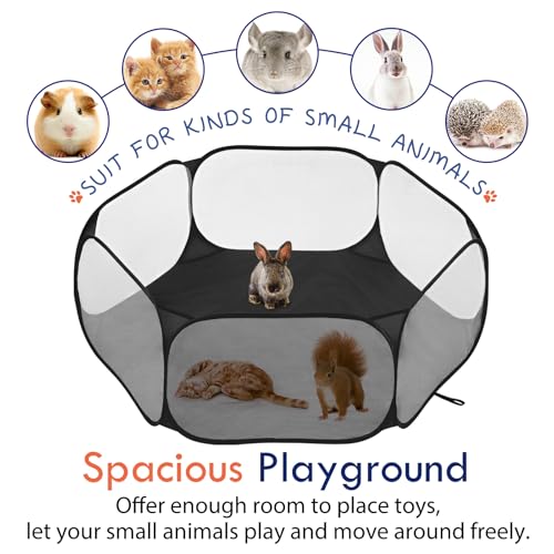 Pawaboo Small Animals Playpen, Black | Waterproof Small Pet Cage Tent, Strong Steel Wire Frame, Portable Outdoor - color: Black