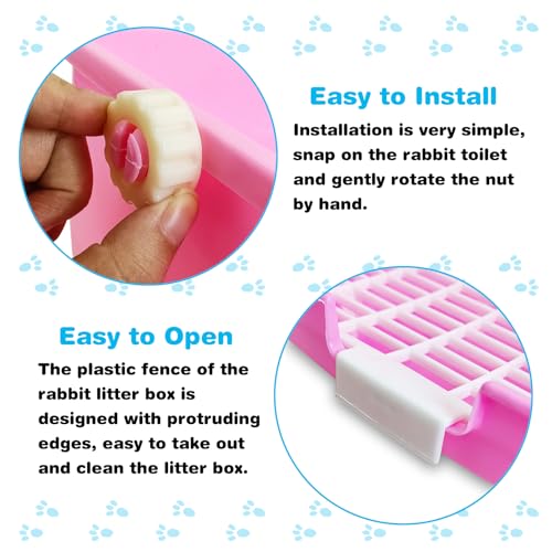 PINVNBY Rabbit Litter Box for Cage Bunny Corner Bedding Box Small Animal Litter Pan Hanging Pet Bowls Cage Potty Trainer Pet Toilet for Rabbit Bunny Guinea Pigs - color: Pink, size: M: 11.02 x 11.02 x 6.3 inches (Fixed on one side)