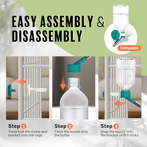 Choco Nose No-Drip Small Animal Water Bottle - Leak-Proof Patented Nozzle Helps Prevent Cage Mess & Wet Bedding - Hamster, Hedgehog, Mouse, Glider, Gerbil - BPA Free, Cage Mount, 10.2 fl oz (C125) - color: C125 Green, size: Hamsters-Hedgehogs-Sugar Glider