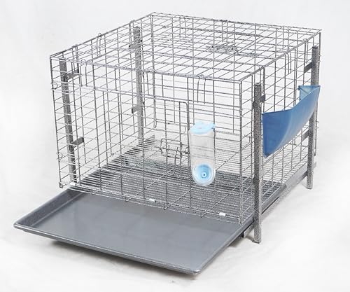 Stackable Rabbit Cage with Feeder and Water Bottle, 24 x 24 x 16 inches, Guinea Pig Ferret Bunny Hutch (1) - color: 1