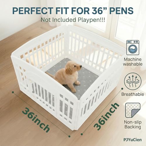 PJYuCien 36"x36" Reusable Playpen Training Pad for Puppies, Gray | Ideal for Small Animals, Dog Crate Pad, Travel Mat, Sofa Protector, Non-slip Dotted Bottom, Machine Washable - color: Gray White, size: 36"x36" (1 Pack)