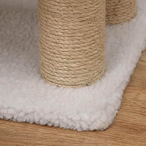 PawHut 4 Levels Cat Steps Pet Stairs Carpeted Ladder for High Bed White | Kitten Tree Climber, Scratching Posts, Hanging Play Ball, Side Step, for Sofa - color: White