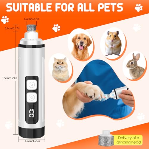 Dog Nail Grinder Electric Powerful 3 Speeds Dog Nail Clippers with Lights Quiet Cat Nail Clipper Painless Care Trimmers Tools for Small Medium Large Dogs and Cats (Black) - color: Black