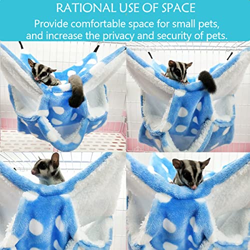 LEFTSTARER Rat Ferret Sugar Glider Cage Hammock Bedding Small Pet Cage Accessories Toy Triple-Layer Hammock Bedding for Hamster Guinea Pig Sugar Glider Rat Ferret Chinchilla Playing Sleeping (Blue) - color: Blue