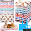 Tudomro 10 Pcs Guinea Pig Bed Mat with Cleaning Dustpan Brush 15" x 11" Animal Bedding Fleece Bunny Sleeping Pad for Small Dogs Cats Rats Hedgehogs Ferrets Hamster Indoor(Heart Bear) - style: Heart Bear