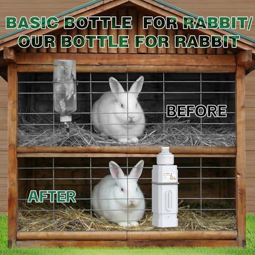 Salcod 42 oz Top-Fill Rabbit Water Bottle for Cage, No-Drip Design, White | Stainless Steel Valve, Secure Cage Mount, Visible Water Level, BPA-Free Bottle, For Rabbits, Guinea Pigs & Ferrets