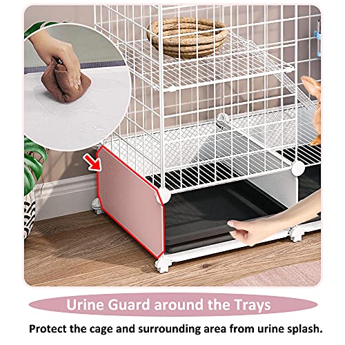 DuvinDD 2-Story Small Rabbit Cage Indoor Bunny Hutch with 2 Deep Pull-Out Trays and Urine Guard, Guinea Pig Cage Metal Wire Netting Villa, Small Animals House for Ferret, Chinchilla, Hedgehog - color: White