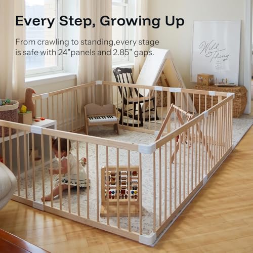 HARPPA Grovi Playpen, GREENGUARD Gold Certified – 60 x 71.5 inch | New Zealand Pine Wood - size: 60 x 71.5 x 24 Inch