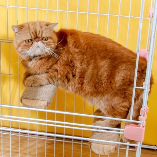 Cat Climbing Steps Scratching Tree - 2pcs Scratching Steps Sisal Hemp Cage Shelf Ladder Pets Perch Furniture Inside The cage with Install Screws (S) - size: S