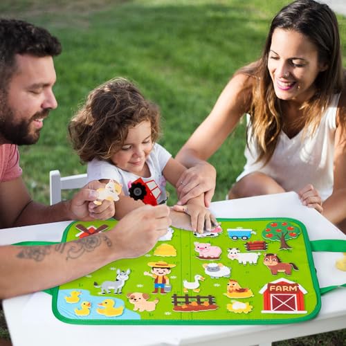 WATINC Travel Felt Board Story Set - 25PCS Portable Felt Board Educational Birthday Gift for Boys & Girls, Themed Storytelling Preschool Early Learning Interactive Play Kit for Toddlers (Farm Animals) - style: Farm Animals