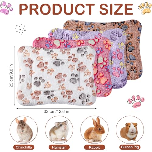 Ripeng 8 Pcs Guinea Pig Bed Mat Fleece Cat Pad Dog Crate Mat for Indoor Warm Reversible Pet Bedding for Small Animal Washable Kennel Crate Pad Cat Carrier(12.6" x 9.8",Bright Color)