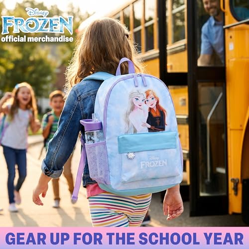 Get Trend Disney Frozen Kids Backpack with Water Bottle Set for Girls, 2 Pc 17in Bookbag with Padded Straps Gifts for Girls (Multi Frozen) - color: Multi Frozen
