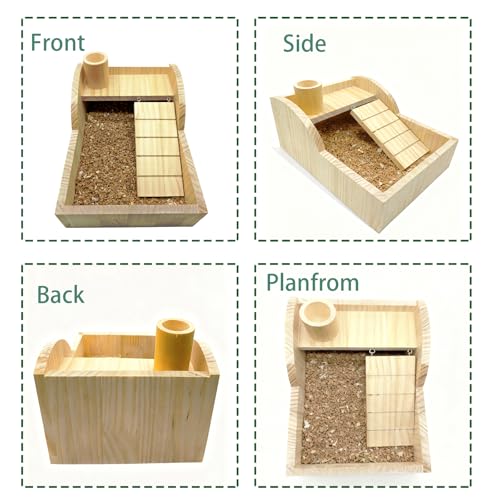 Hamster Sand Bath Container Gerbil Sand Digging Box Small Animal Shower Bathtub with Climbing Ladder Cage Accessories for Mice Rat Syrian Dwarf Hamster