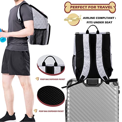 BAGLHER Dog Travel Bag Backpack, Airline Approved Pet Supplies Backpack, Dog Travel Bag with 2 Silicone Collapsible Bowls and 2 Food Baskets DLWhite - color: DLWhite