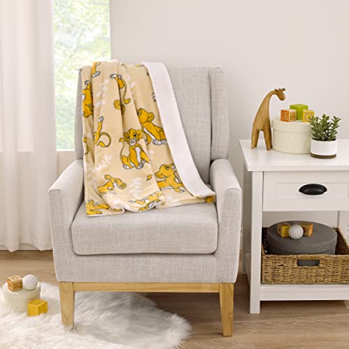 NoJo Disney Lion King Tan, Beige and White Simba Super Soft Sherpa Baby Blanket - color: Lion King Tan