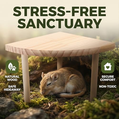 NOLITOY Hamster Platform Fan Shaped Wooden Cage Accessory Space-Saving Small Pet Climbing and Resting Stand Multi-Use Hamster Cage Platform for Hamsters Gerbils and Small Animals