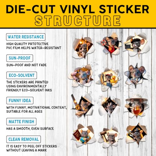 Vybonz Mouse Stickers Cute Mice Funny Animal Kawaii Decal Pack | Mouse Stickers, Cute Mouse Vinyl Decals, Funny Mice Character Stickers, Gifts For Mouse Lovers, Animal Lovers - color: Mouse, size: 3in