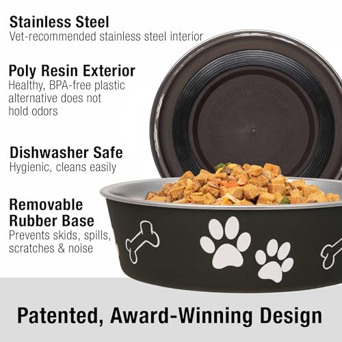 Loving Pets Bella Dog Bowls- Stainless Steel Dog & Cat Bowls - Spill Proof Dog Food Bowl, Cat Bowl, Puppy Essentials & Pet Supplies Great for Home & Travel (X-Large 65-100lbs, Espresso) - color: Espresso, size: X-Large (65-100lbs)