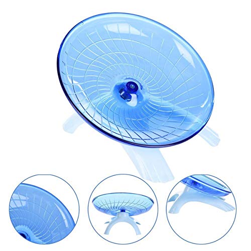Hamster House Wood Bridge Climb Kit and Exercise Wheel Jogging Running Silent Spinner Flying Saucer Pet Syrian Rat Gerbil Guinea Pig Chipmunk Mouse Parakeet Small Animals - color: blue