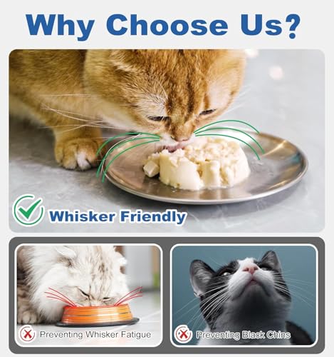 Supet Cat Plates for Wet Food, Non Slip Whisker Friendly Food Bowls, Stainless Steel Shallow Wide Dishes for Indoor Cats (13Oz, 10Pcs) - size: 10Pcs