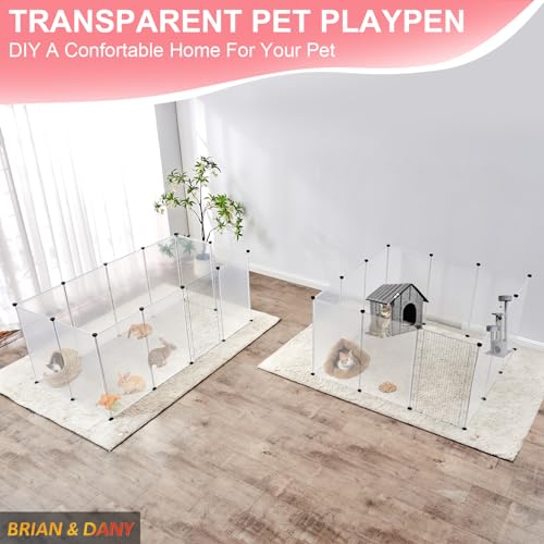 BRIAN & DANY Dog Playpen Portable for Small Animals, Dog Play Pen Indoor, Transparent Pet Playpen for Puppies, Cats, 80" L x 40" W x 28" H - style: 80" L x 40" W x 28" H