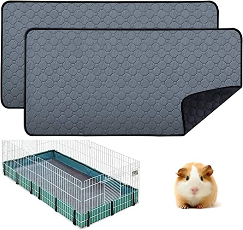 2 pcs Guinea Pig Cage Liners - Washable Guinea Pig Pee Pads, Waterproof Reusable & Anti Slip Guinea Pig Bedding Fast and Super Absorbent Pee Pad for Small Animals Rabbit Hamster Rat - size: 24" 47"（2 pack Polyester）