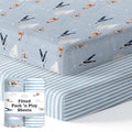 Pack and Play Sheets Fitted, Mini Crib Sheets for Graco Pack N Play Playard (38x26), Ultra Soft Cotton Blend, Safe & Snug Playpen Mattress Sheet for Baby Boys Girls, Airplane in The Clouds, 2-Pack - color: Watercolor Airplanes and Clouds