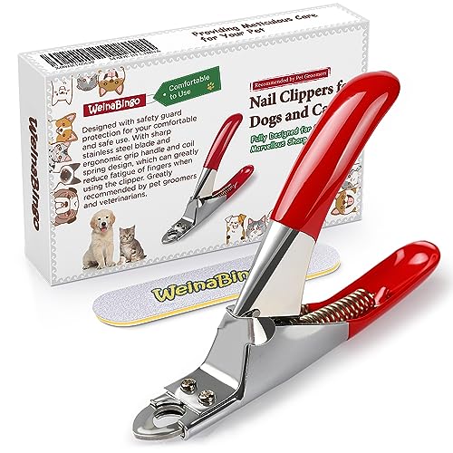 Dog Cat Pets Nail Clippers, Professional Pets Claw Trimmer with Free Nail File, Sharp Stainless Steel Blade, Sturdy Non Slip Handles - for Safe, Professional at Home Grooming - color: Red