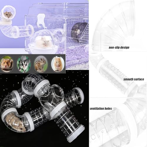 Tfwadmx Hamster Tube Toy DIY Assorted Small Cage Toys Pipe Tunnel Excercise for Rat Mouse Dwarf and Other Small Animals-White