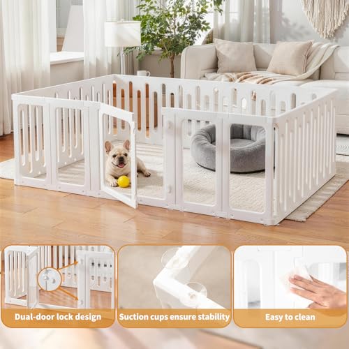Acrylic Dog Playpen Indoor, Puppy Pens for Small Dogs & Puppies, 19 Panels | Easy Assemble, DIY Flexible Shape Dog Pen with Plastic Fence, Pet Exercise Pin for Small Animals, 24''Tall - size: 24" H