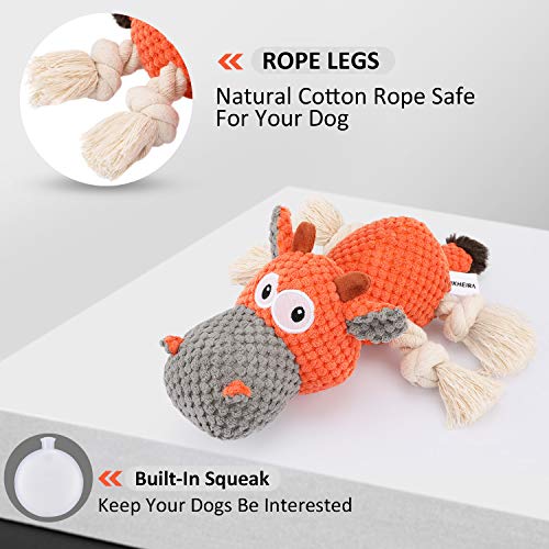 IOKHEIRA Dog Plush Toy for Large Aggressive Chewers,Indestructible Dog Squeaky Toys,Stuffed Animals Toys with Cotton Material and Crinkle Paper,Durable Chewing Toys (Carrot Orange, Cattle) - color: Carrot Orange
