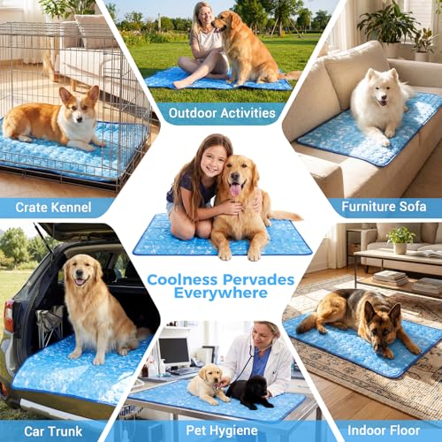 Dog Cooling Mat, Large Cooling Pad for Dogs Cats, Portable Self Cooling Dog Bed Cooling Blanket, 40" x 28" Washable Summer Pet Mat, Indoor Outdoor Green Pet Cooling Mat for Hot Summer - size: X-Large