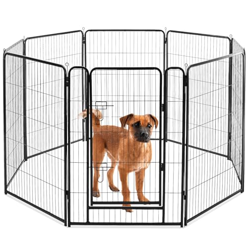 NEWBULIG Dog Playpen Indoor 8 Panels 40 Inch, Metal Outdoor Dog Fence Pen | Heavy Duty Metal Exercise Pen, Foldable Portable, RV Camping, Yard Garden, Small Medium Large Dogs Pet Pen - color: Modern Black, size: 40IN