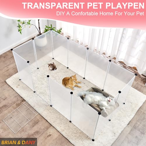 BRIAN & DANY Dog Playpen Portable for Small Animals, Dog Play Pen Indoor, Transparent Pet Playpen for Puppies, Cats, 80" L x 40" W x 28" H - style: 80" L x 40" W x 28" H