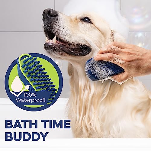 Bonza Silicone Dog Brush - Dog Brush for Shedding & Massage, Cat Bath Scrubber for Easy Shampoo, Pet Grooming Tool with Removable Hair Screen, Navy Blue, Silicone