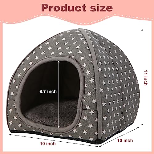 Cozy Guinea Pig Hideout Bed Soft Fleece Material Removable Cushion Washable and Dryer Friendly Perfect Cage Accessories for Rabbits Hamsters Hedgehogs - color: Grey